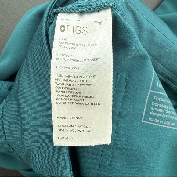 FIGS High Waisted Yola Skinny Scrub Pants Caribbean Blue Size XSP - Picture 7 of 7